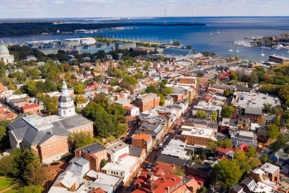Aerial view of Annapolis, Maryland.
